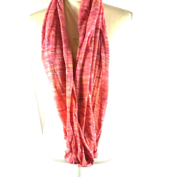 Scarf Infinity Orange Blue Cream 56"X 25" Colorful - Picture 3 of 5